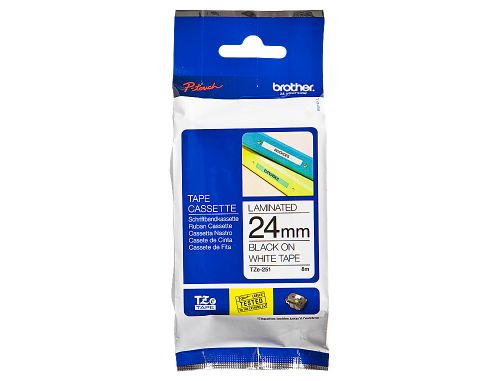 Fita brother tz-251 laminada branco-preto 24mm x 8m , Brother , 26815 , 4977766685412